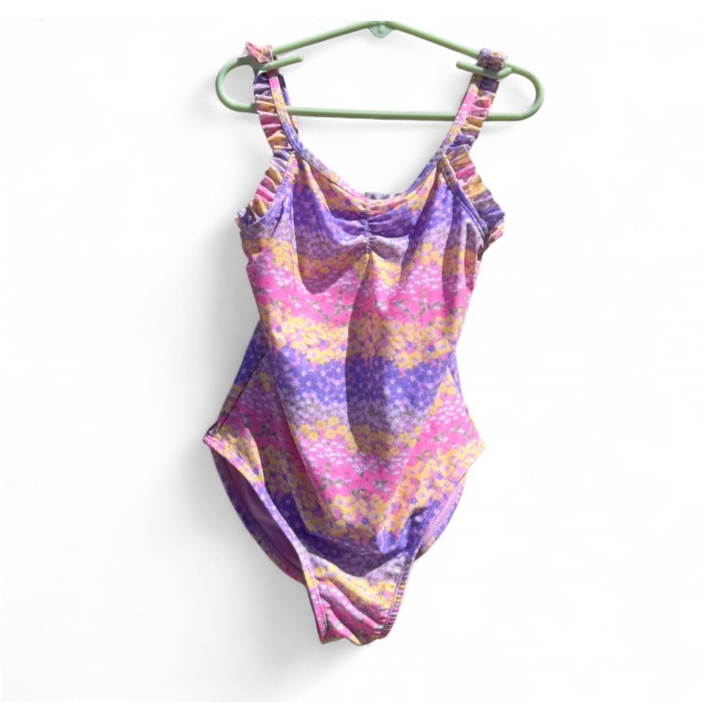 Swimsuit Pink and purple one-piece swimsuit with ruffles M size